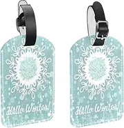 [WOSHJIUK] Luggage Tags,2 Pack Labels Suitcase Tags,Snowflake Hello Winter,Luggage Tags Privacy Protection Travel Bag Tag