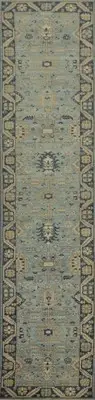 Handmade Traditional Light Blue Vegetable Dye Ziegler Elegant Floral Rug 3x16 Ft