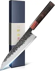 Japanese Kitchen Knife, 8 Inch Chef Knife with AUS-8 Alloy Steel, 210MM Profeeional Black Forged Cooking Knife with Eboy Handle, Chef Gifts with Premium Box (8.27 Inch Gyuto Chef's Knife)