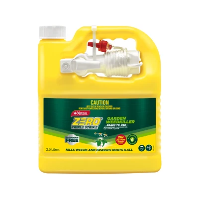 Yates 2.5L Zero Ready-to-Use Triple Strike Garden Weedkiller , Glyphosate-free .