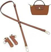 [Gastinsave] Purse Straps Replacement, Leather Handbag Crossbody Shoulder Strap Adjustable for Longchamp Bag Women(Brown Gold)