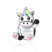 Silver plating Cute Licorne Colorful Beads Fit Charms Bracelets Bangles DIY Jewelry