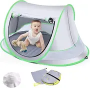 Large Baby Beach Tent, Pop Up Portable Toddler Camping Tent for Beach with Mosquito Net, Travel Beach Outdoor Sun Shade Tent, UPF 50+, Infant Beach Essentials, Indoor Play & Sleep Tent (Green)