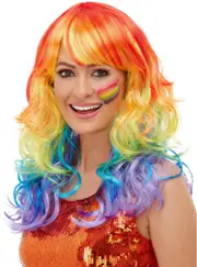 Rainbow Glamour Womens Short Curly Costume Wig