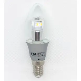 FSL 佛山照明 LED燈泡 E14 小螺口 3W 尖泡 LED 蠟燭燈泡 水晶節能燈泡 E14 2 (8.4折)