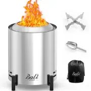 BALI OUTDOORS Tabletop Fire Pit Round Stainless Steel Table Top Firepit Small...