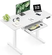 ODK Electric Standing Desk,72-118cm Height Adjustable Sit Stand Desk with Keyboard Tray & Memory Control,Ergonomic Computer Desk for Home Office,100 * 49.7cm,White