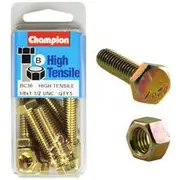 Champion High Tensile Bolts and Nuts BC36, 3/8"UNC x 1-1/2"