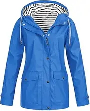 [ADJHDFH] rain jackets women,products on view your deal today,open box deals,women waterproof rain jacket long sleeve lightweight hiking jackets with hood travel zip up raincoat with pockets（a1-blue，5xl）, A1