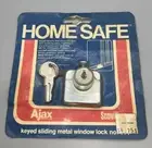 New Vintage Ajax Home Safe #614 Locking Sliding Aluminum Window Bolt Lock -Keys
