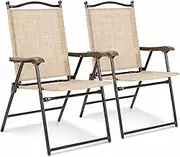 CVBFDB 2 Piece Patio Folding Hanging Chair Camping Deck Garden Beach Yellow