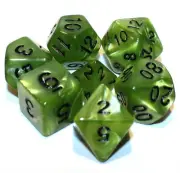 7 Piece Marble Polyhedral Dice Set w/ Bag – Swamp Ooze Lt Green