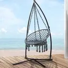 Cotton Polyester Hammock Chair Hand Made Tassel Outdoor Hanging Seat With Stand