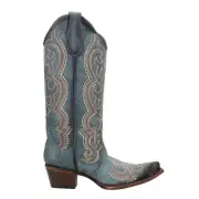 Corral Boots Ld Blue Jean Embroidered Snip Toe Cowboy Womens Blue Casual Boots