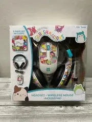 Squishmallow Headsets with Microphone, Wireless Mouse & Mousepad Set NIB