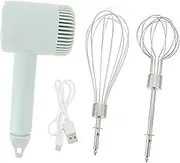 NOLITOY 1 Set Cordless Electric Egg Beater Hand Mixer Rechargeable Kitchen Tool for Whisking Eggs Cream Lightweight Portable with Detachable Attachments Space Saving Design Green