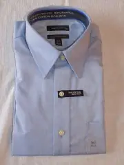 Statements 100% Cotton No Iron Men's Blue Dress Shirt 16-1/2 34-35