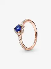 *BRAND NEW* Pandora 14k Rose Gold Plated Sparkling Blue Elevated Ring 188421C01