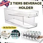 Can Organizer Rack For Refrigerator Stackable Beverage Holder 2 Tiers Kitchen AU