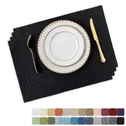 Black Placemats Set of 4 Black Table Mats Cloth Dining Table Place Mats Kitch...