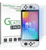 amFilm Nintendo Switch OLED Premium Tempered Glass Screen Protector (3 Pack) New