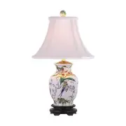 Floral and Bird Motif Porcelain Vase Table Lamp 20.5"