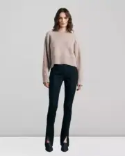 Rag & Bone Peyton Engineered Bootcut Front Hem Slit Pants In Black - Size 26
