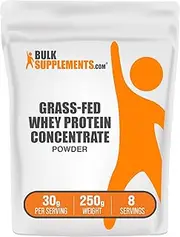 BulkSupplements.com Grass Fed Whey Protein Powder - Pure Protein Powder - Unflavored Whey Protein Powder - Protein Supplement - Protein Powder without Artificial Sweeteners (250 Grams - 8.8 oz)