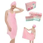 Women Spa Bath Body Wrap Set Wearable Towel Bathrobe Fast Dry Hair Drying