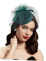 Fascinators Hats 20s 50s Hat Pillbox Hat Cocktail Tea Party One Size B-green