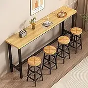 Exquisite Solid Wood High Bar Table with Metal Frame Ideal for Home Restaurant and Bar Counter Height Pub Table for Kitchen Breakfast Bar with Stylish Design Chairs Not Included