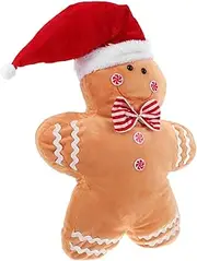 Gingerbread Man Plush Throw Pillow Soft Stuffed Cushion for Christmas Home Decor Adorable Holiday Accent for Present for Bedroom Office Sofa