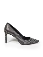 Black Leather Studded Pumps