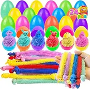 24 Pack Prefilled Easter Eggs with Bunny Stretchy Strings,Sensory Fidget Toys Great for Kids Easter Basket Stuffers and Party Favors