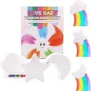 Uandhome 4 Pack Rainbow Bath Bombs for Kids, Girls Bath Bomb Gift Set with Natural Ingredients, 2 Clouds、1 Star、1 Moon Shower Bombs with Rich Bubbles and Rainbow Color, Great Gifts at Holiday and Birthday