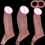Silicone Male Penis Sleeve Realistic Reusable Condom Enlargement Sleeve For Men