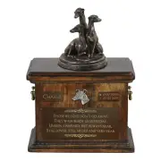 Whippet urn with a picture of a dog and a plaque Art-Dog