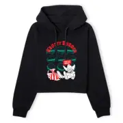The Simpsons Krusty Burger Women's Cropped Hoodie - Black