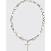 Mens Black Silver Chain Necklace
