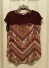 REWIND Round Neck Roll Up Short Sleeve Top Multicolor Juniors Large NEW