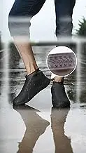 Honwor Reusable Non-Slip Silicone Shoe Covers - Waterproof Rain Boots with Storage Bag for All Ages & Activities - Medium Black