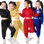 Children Sequins Jazz Dance Modern Cheerleading Hip Hop Kids Crop Top And Pant