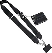 XINQUILIFY Phone Strap with Zippered Pouch, with Wallet Pouch and Phone Clip (Black)