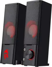 GS550 PC Gaming Speakers Compact Sound Bar Red Backlit USB Powered with Headphon