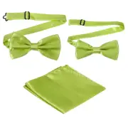 Bow Tie for Men, Adjustable Bow Ties with Pocket Square(Olive Green, 2Size)