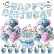 Cinnamoroll Theme Party Decoraring Set Birthday Banner Cake Toppers Balloons -Kids Girls Birthday Decorations