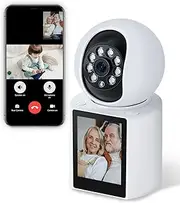 INSEETECH 2K Two-Way Video Calling Indoor Camera with 2.8-Inch IPS Screen, One-Button Call, Baby/Elder/Dog/Pet Camera with Phone App, Human/Sound/Crying Detection, Color/IR Night Vision