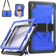 [timecity] Case for Samsung Galaxy Tab A9 Plus Case 2023 11 inch SM-X210/X216/X218, with Screen Protector, 360°Rotating Stand, Hand&Shoulder Strap, Full-Body Shockproof Protective Case -Dark Blue