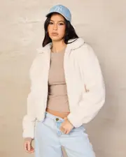 [Ava And Ever] Ava And Ever Women's Kick On Faux Fur Jacket in Cream Size 6 6 Cream