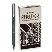 11002 Pilot Fineliner Marker Pen, Fine Fiber Tip, Black Ink, Pack of 12